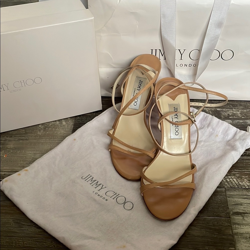 Vintage Jimmy Choo 041 Juliet Tan Strappy Sandals